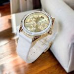 Đồng hồ MK Oversized Jessa Silver Tone & Embossed Silicone Watch Michael Kors