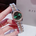 Đồng Hồ AMICA for woman Thiết kế kinh điển Rolex, Quai kim loại demi Kính sapphire  mặt xanh đậm