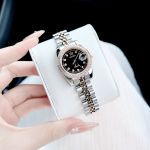 Đồng Hồ AMICA for woman Thiết kế kinh điển Rolex, Quai kim loại demi Kính sapphire mặt đen