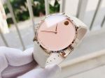 Đồng Hồ Nữ Movado Modern 47 0607388 – Mặt Hồng Phấn, Dây Trắng Ngà Tinh Tế