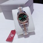 Đồng Hồ AMICA for woman Thiết kế kinh điển Rolex, Quai kim loại demi Kính sapphire  mặt xanh đậm