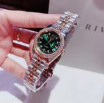 Đồng Hồ AMICA for woman Thiết kế kinh điển Rolex, Quai kim loại demi Kính sapphire  mặt xanh đậm