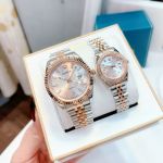 Đồng Hồ AMICA for woman Thiết kế kinh điển Rolex, Quai kim loại demi Kính sapphire mặt khảm