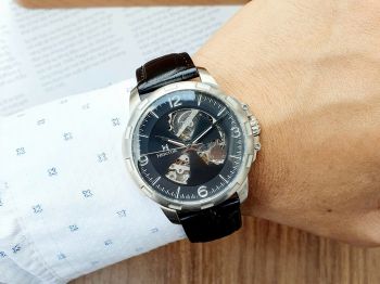 Đồng hồ Nam Heritor Theo HER1702 – Đồng hồ lộ cơ mặt đen, định hình phong cách nam giới hiện đại