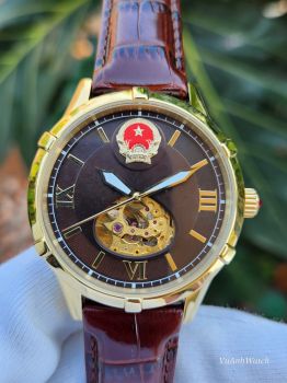 Đồng hồ Quốc Huy Việt Nam Phiên Bản Open Heart Vỏ Mạ Vàng tươi 252VN134