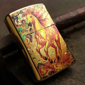 Bật lửa Zippo Mạ Vàng 18K Linh Vật Năm Bính Ngọ 2026 – Siêu Phẩm Phong Thủy Đẳng Cấp