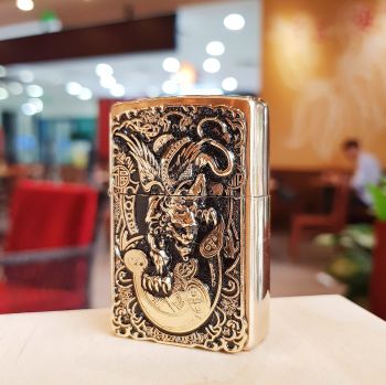 Bật lửa Zippo Kỳ lân ngậm kim tiền – Biểu tượng tài lộc và may mắn