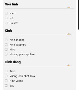 Hướng dẫn tìm kiếm đồng hồ theo Giá, size, màu sắc, chất liệu, loại máy