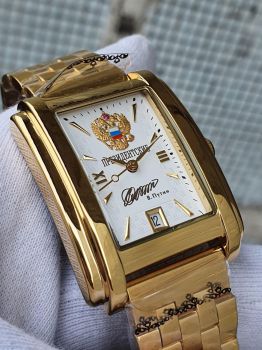 Đồng hồ chữ ký Tổng thống President dáng vuông mặt trắng 25252KL