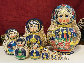 Búp bê Nga Matryoshka gỗ, vẽ thủ công 10 con 10BB001