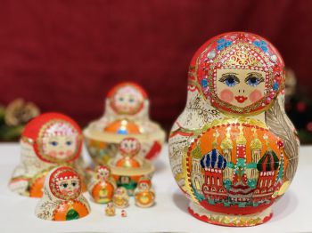 Búp bê Nga Matryoshka gỗ, vẽ thủ công 10 con 10BB002