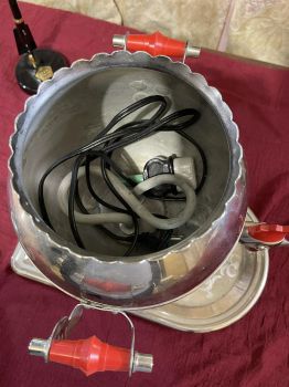 Ấm nước Nga Samovar đời Liên Xô mạ NiKen, vỏ đồng thau, dáng chú gà trống 3 lít