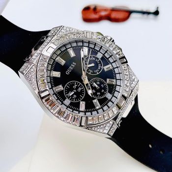Đồng Hồ Nam Guess Quartz Black Silicone Men's Watch GW0208G1 Màu Đen