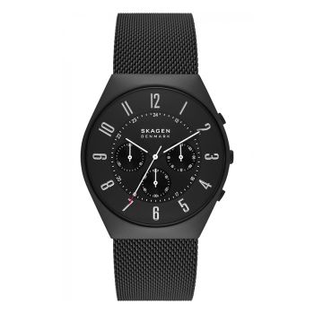 Đồng Hồ Nam Skagen Grenen Chronograph Midnight Stainless Steel Mesh Watch SKW6822 Màu Đen