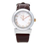 Đồng Hồ Nữ Salvatore Ferragamo Silver Stainless Steel Leather Grande Maison F72 Màu Nâu