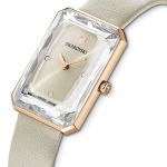 Đồng Hồ Nữ Swarovski Uptown Watch Swiss Made, Leather Strap, Grey, Rose Gold-Tone Finish 5547716 Màu Vàng Hồng