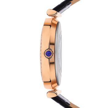 Đồng Hồ Nữ Sunlight Dây Da 2 Viền Đá Vàng Rose 32mm 337155 Màu Đen