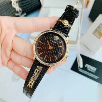 Đồng Hồ Nữ Versace V-Circle Black Dial VE8101019 Màu Đen Vàng