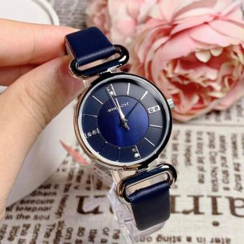 Đồng Hồ Nữ Sunlight Dây Da Cao Cấp S291ASN-01LN Màu Xanh Than