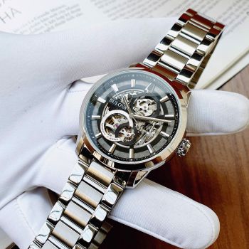 Đồng Hồ Nam Bulova Skeleton 96A208 Màu Bạc