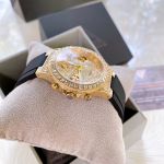 Đồng Hồ Nữ Guess Gold Tone Case Black Silicone Watch GW0257L1 Màu Đen Vàng