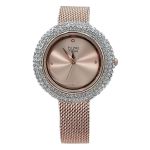 Đồng Hồ Nữ Burg BUR220 Swarovski Diamond Dial Stainless Steel Mesh Bracelet Màu Vàng Hồng