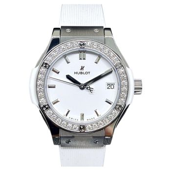 Đồng Hồ Nữ Hublot Classic Fusion White Titanium Diamonds 33mm 581.NE.2010.RW.1204 Màu Trắng