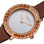 Đồng Hồ Nữ Akribos XXIV Women's AK1093 Quartz Swarovski Mother-Of-Pearl Satin Strap Watch Màu Nâu