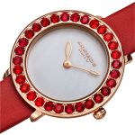 Đồng Hồ Nữ Akribos XXIV Women's AK1093 Quartz Swarovski Mother-Of-Pearl Satin Strap Watch Màu Đỏ