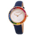 Đồng Hồ Nữ Akribos XXIV Women's AK1092 Quartz Swarovski Mother-Of-Pearl Leather Strap Watch Màu Xanh Navy