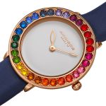 Đồng Hồ Nữ Akribos XXIV Women's AK1092 Quartz Swarovski Mother-Of-Pearl Leather Strap Watch Màu Xanh Navy