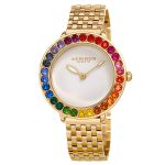Đồng Hồ Nữ Akribos XXIV Women's AK1091 Quartz Rainbow Colored Swarovski Bracelet Watch Màu Vàng