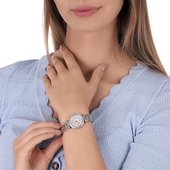 Đồng Hồ Nữ Michael Kors Parker Quartz Crystal White Dial Watch MK6932 Màu Bạc Bản 33mm