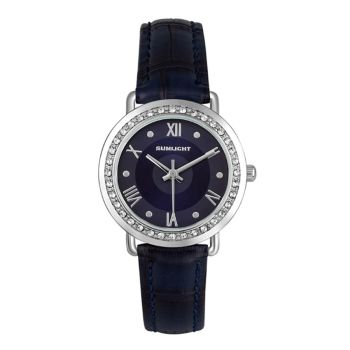 Đồng Hồ Nữ Sunlight Viền Đá 30mm Màu Xanh Than