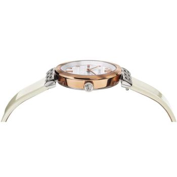 Đồng Hồ Nữ Versace Ladies Watch Wristwatch Leather Meander VELW00120 Màu Trắng