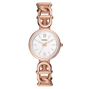 Đồng Hồ Nữ Fossil Carlie Three-Hand Rose Gold-Tone Stainless Steel ES5273 Màu Trắng/ Vàng Hồng