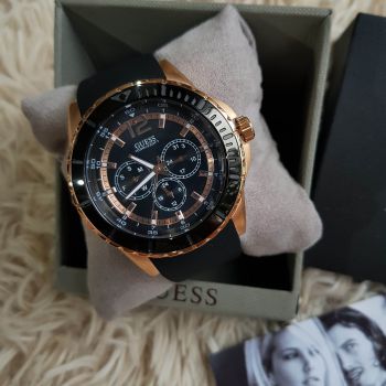 Đồng Hồ Nam Guess Stainless Steel Silicone Casual Blue Gold Watch U0485G1 Màu Xanh Blue