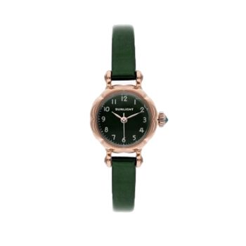 Đồng Hồ Nữ Sunlight Viền Cánh Hoa Dây Da Màu Xanh Rêu