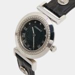Đồng Hồ Nữ Versace Black Stainless Steel Leather Vanity P5Q Women's Wristwatch 35mm Màu Đen