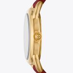 Đồng Hồ Nữ Tory Burch Ravello Watch, Leather/Gold-Tone TBW7211 Màu Đỏ Vàng