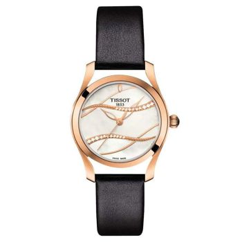 Đồng Hồ Nữ Tissot T-Wave White Mother of Pearl Diamond Dial  T112.210.36.111.00 (T1122103611100) Màu Đen Vàng