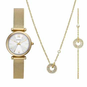 Set Đồng Hồ Nữ Fossil Carlie ES5251SET Màu Vàng Bạc