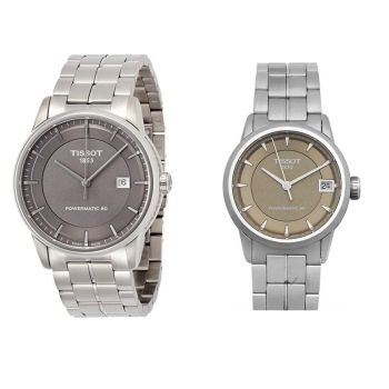 Đồng Hồ Đôi Tissot Luxury Powermatic 80 Gray T086.407.11.061.00 Và T086.207.11.301.00 Màu Bạc