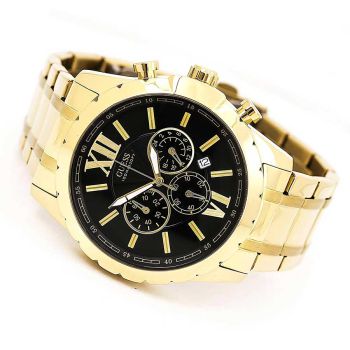 Đồng Hồ Nam Guess Function Men's Chrongraph Watch 45mm U0193G1 Màu Đen Vàng