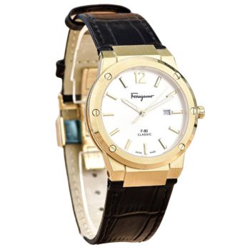 Đồng Hồ Nữ Salvatore Ferragamo F-80 Classic Lady Phiên Bản Tiểu Hublot Màu Vàng Trắng