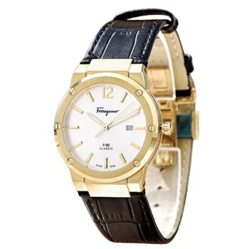 Đồng Hồ Nữ Salvatore Ferragamo F-80 Classic Lady Phiên Bản Tiểu Hublot Màu Vàng Trắng