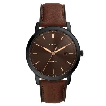 Đồng Hồ Nam Fossil The Minimalist Solar FS5841 Dây Da Màu Nâu Đen