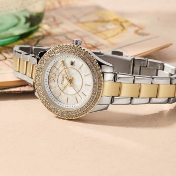 Đồng Hồ Nữ Fossil Stella ES5138 Dây Thép Không Gỉ Màu Vàng Bạc