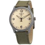 Đồng Hồ Nam Tissot Gent XL Quartz Beige Dial Olive Green Fabric Men Watch T116.410.37.267.00 Màu Xanh Bạc