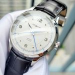 Đồng Hồ Nam Montblanc Heritage GMT Automatic Silvery White Dial Watch 119948 Màu Đen Bạc